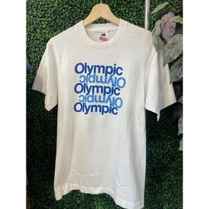 vtg 90s OLYMPIC GAMES SPORTS Tee // vintage medium t-shirt script medium winter